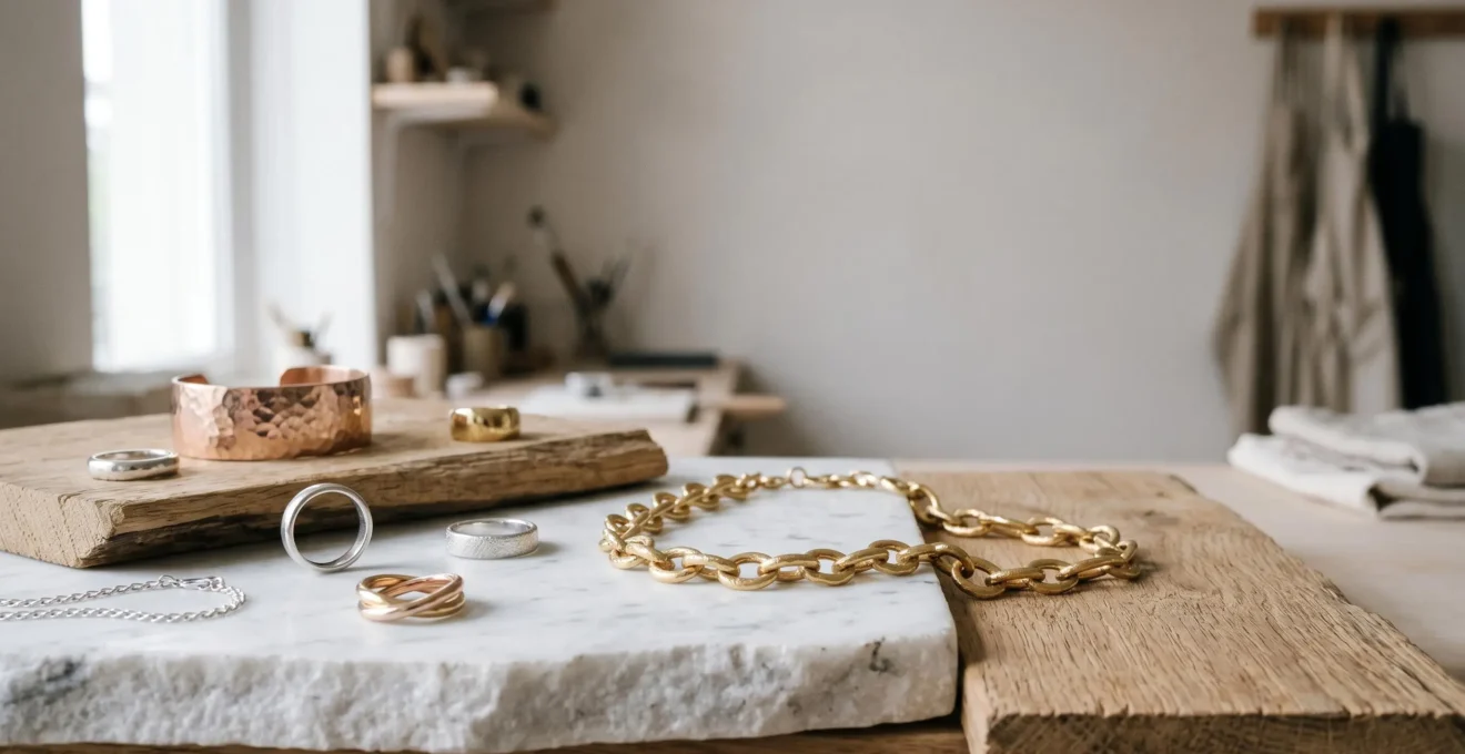 Métaux précieux pour bijoux dans un environnement de bijouterie artisanale