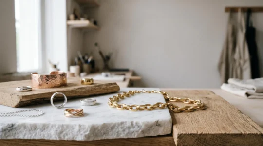 Métaux précieux pour bijoux dans un environnement de bijouterie artisanale