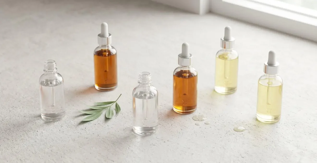 Collection de sérums cosmétiques aux actifs variés pour le soin du visage